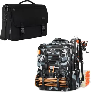 MATEIN Fishing Backpack with Tackle Boxes 3700, Extra Large Heavy Duty Tackle Bag with 4 Trays, Messenger Bag for Men, Briefcases Lightweight Men's Laptop Bag 15.6 inch