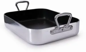 Mauviel Aluminum Nonstick Roasting Pan with Aluminum Handles, 15.75 x 11.8-in, Made In France