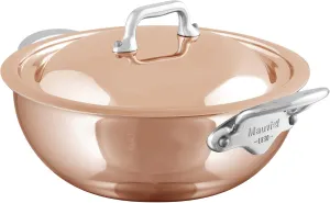 Mauviel M’6S 6-Ply Polished Copper & Stainless Steel Chef Pan With Lid And Cast Stainless Steel Handle, 2.1-qt, Made In France