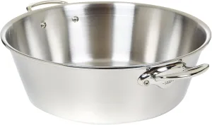 Mauviel M'Cook 5-Ply 1.2 mm Polished Stainless Steel Jam Pan With Cast Stainless Steel Handles, 10.5-qt, Made In France