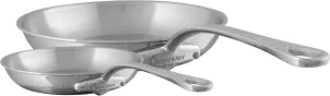 Mauviel M'Cook 5-Ply Polished Stainless Steel 2-Piece Frying Pan Set With Cast Stainless Steel Handles, Made In France