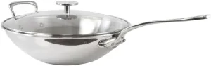 Mauviel M'Cook 5-Ply Polished Stainless Steel Wok With Long Handle, Cast Stainless Steel, 5-Qt, Made In France
