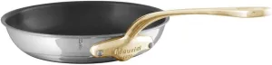 Mauviel M'Cook B 5-Ply Polished Stainless Steel Nonstick Round Frying Pan With Brass Handle, 7.9-in, Made In France