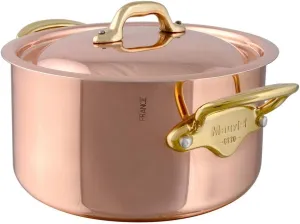 Mauviel M'Heritage 150 B 1.5mm Polished Copper & Stainless Steel Stewpan With Lid, And Brass Handles, 0.9-qt, Made in France