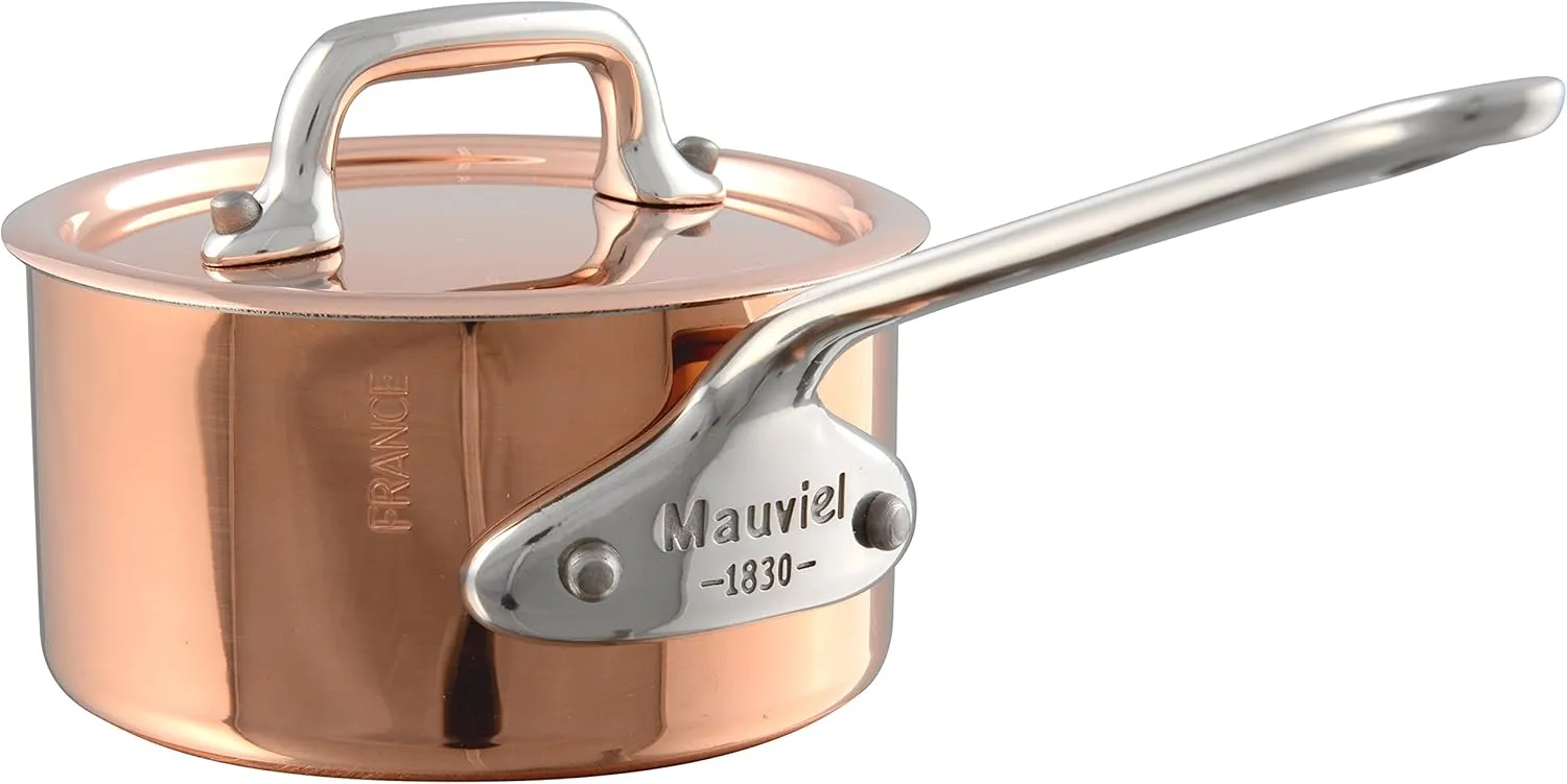 Mauviel M'Minis Copper & Stainless Steel Mini Sauce Pan with Stainless Steel Handle, 0.32-Qt, Made in France
