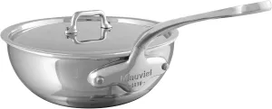 Mauviel M'Urban 4 Tri-Ply Polished Stainless Steel Chef Pan With Lid And Cast Stainless Steel Handle, 3.4-Qt, Made In France