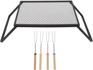 MAVIS LAVEN Portable Folding Campfire Grill, Heavy Duty Outdoor Camping Grill for Picnic Yard Patio with Heat Resistant, and Lightweight Design (40 X 30cm with Fork)