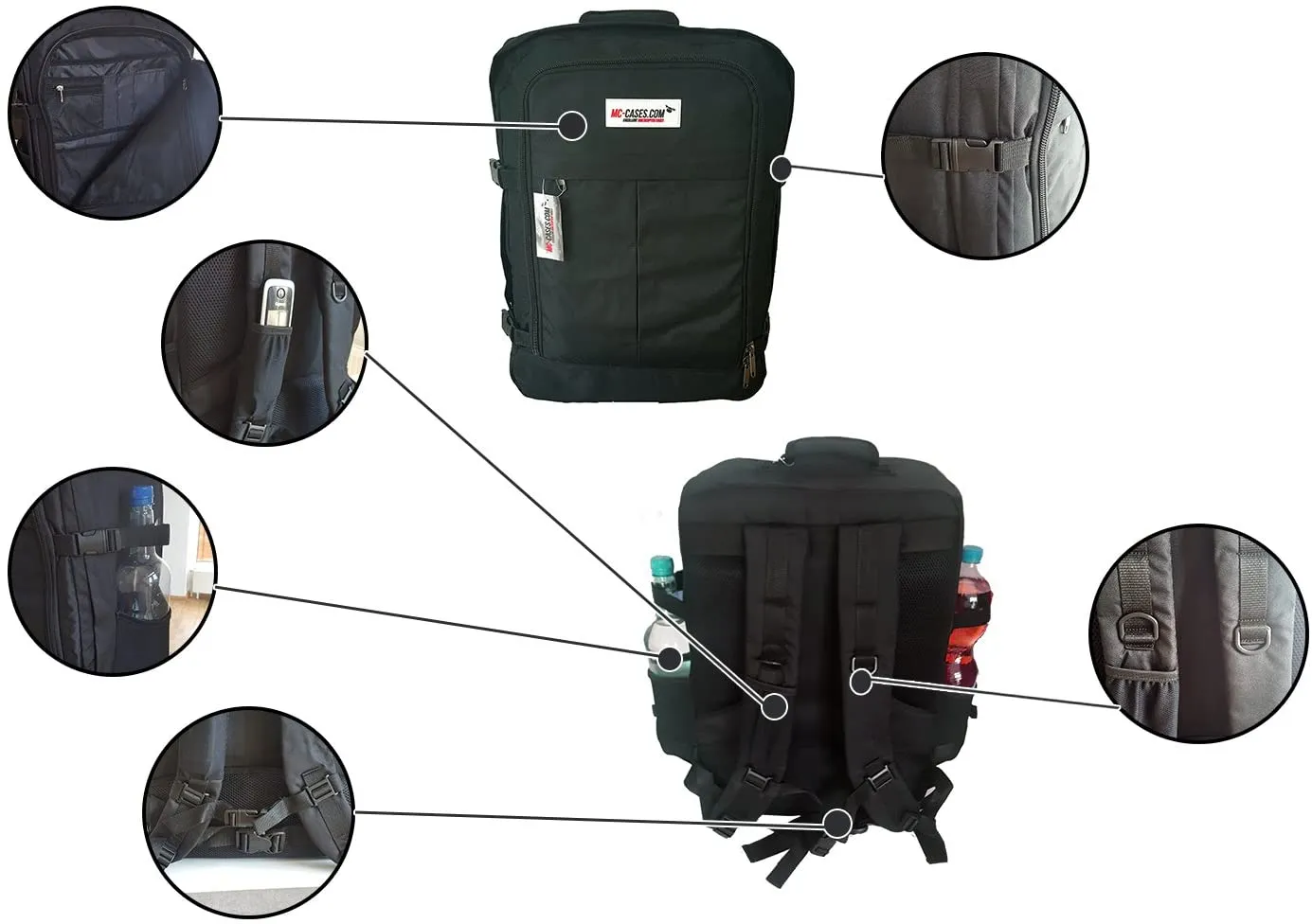 MC-CASES ® Professional backpack suitable for DJI Mavic Pro with space for batteries and lots of accessories (DJI Goggles also RE and Mavic Pro Combo Backpack Black)