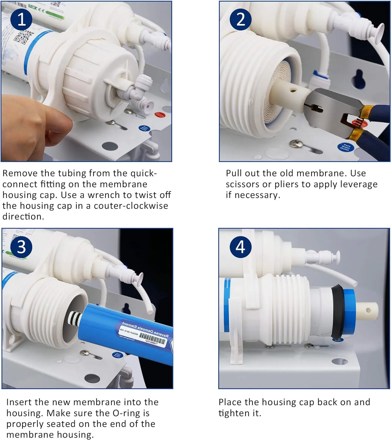 Membrane Solutions 150 GPD RO Membrane, Reverse Osmosis Membrane Element 12" x 2" Water Filter Replacement for Undersink Home Drinking RO Water Filtration System