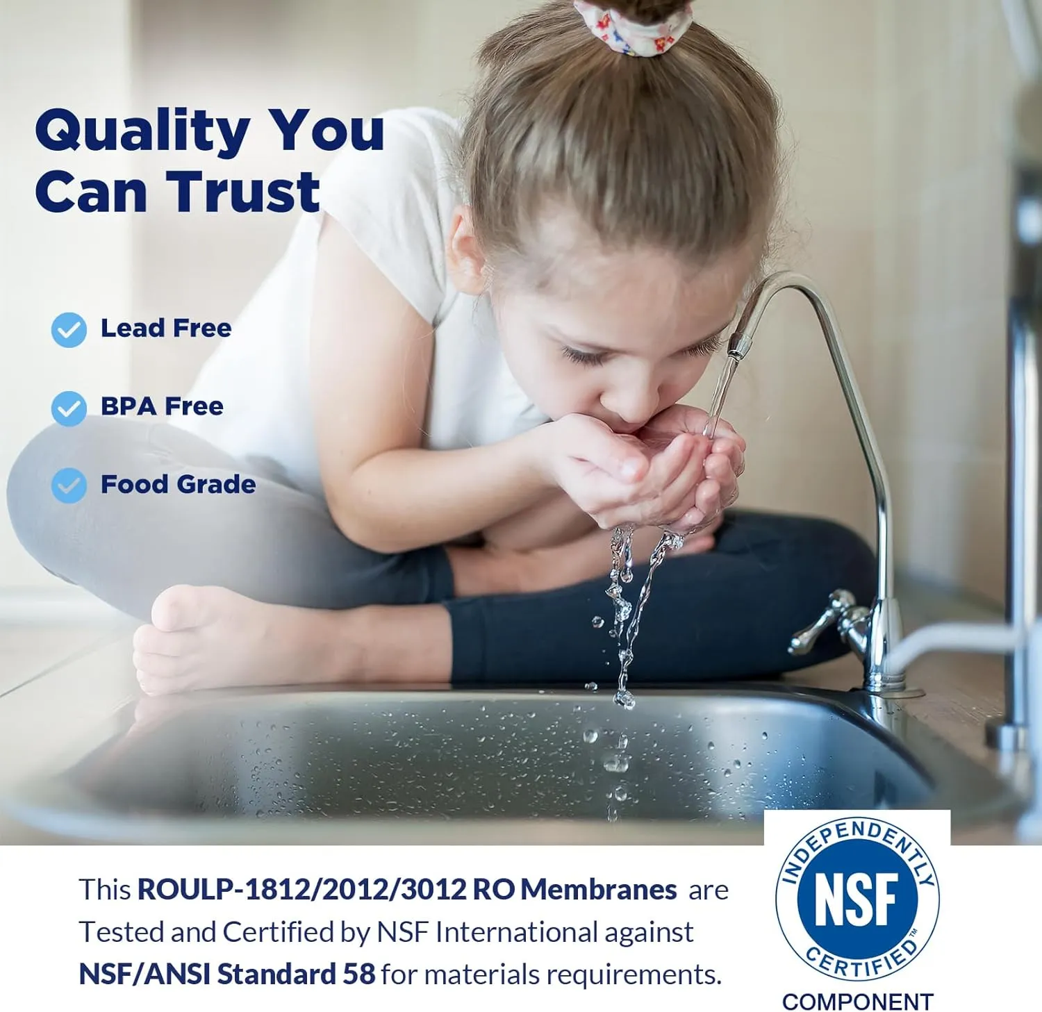 Membrane Solutions 75 GPD RO Membrane, Reverse Osmosis Membrane Element 11.75" x 1.75" Water Filter Replacement for Undersink Home Drinking RO Water Filtration System