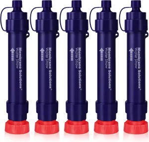 Membrane Solutions Water Filter Straw WS02, Detachable 4-Stage 0.1-Micron Portable Water Filter Camping, 5,000L Water Purifier Survival Gear and Equipment for Hiking Camping Travel and Emergency