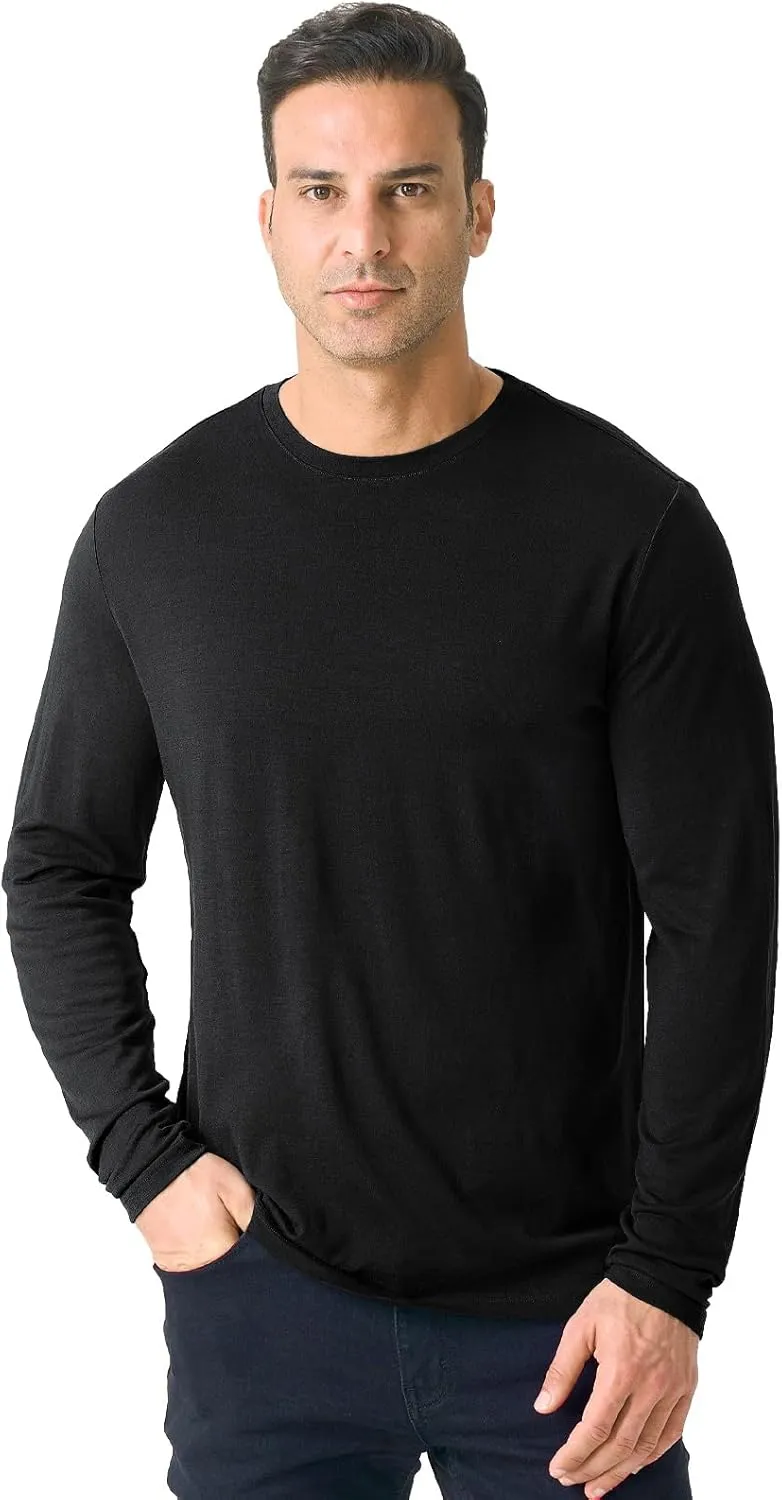 Merino Protect 100% Merino Wool Base Layer Mens Soft Long Sleeve Shirts Odor Resistance Thermal Underwear for Hunting Hiking