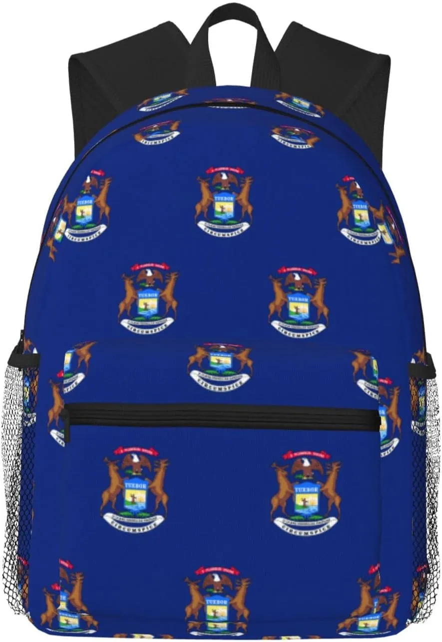 Michigan State Flag Fashion Backpack,Casual Daypack Backpacks For Men Women, Laptop Bag Travel Hiking Camping
