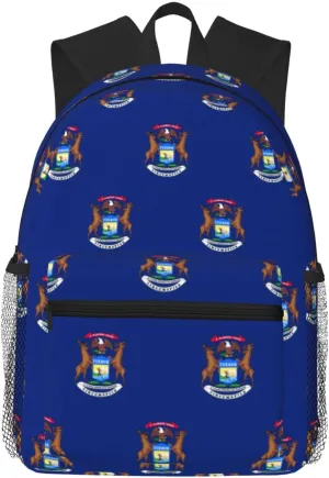 Michigan State Flag Fashion Backpack,Casual Daypack Backpacks For Men Women, Laptop Bag Travel Hiking Camping