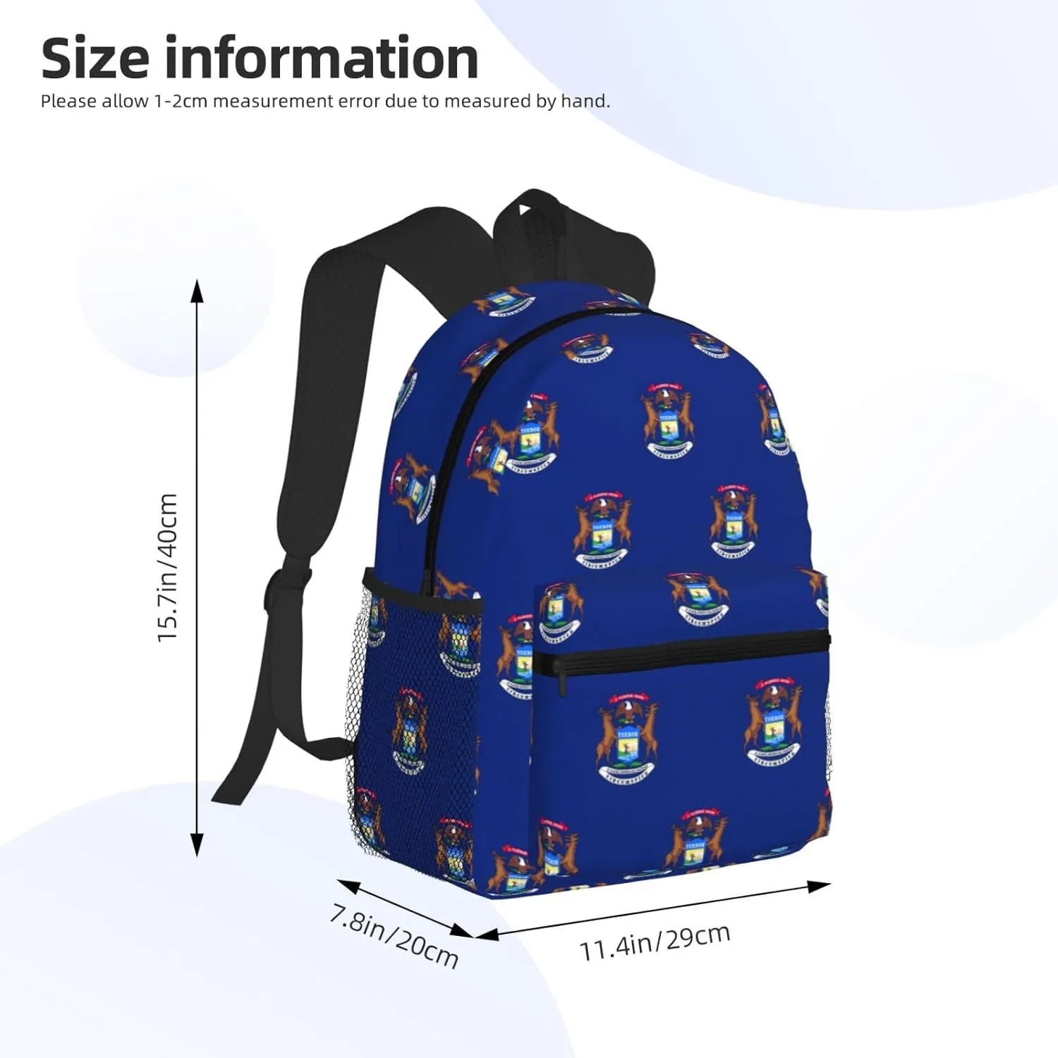 Michigan State Flag Fashion Backpack,Casual Daypack Backpacks For Men Women, Laptop Bag Travel Hiking Camping