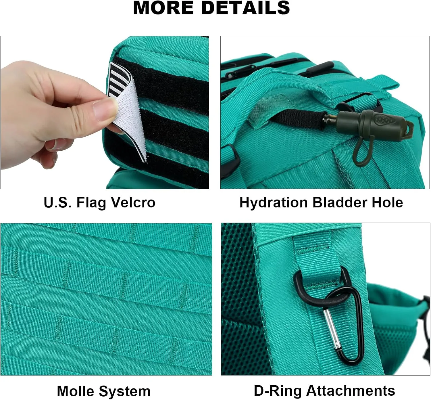 Military Tactical Backpack for Men Women, 3 Day Assault Pack Army Molle Bag Hiking Backpacks (Blue Green)