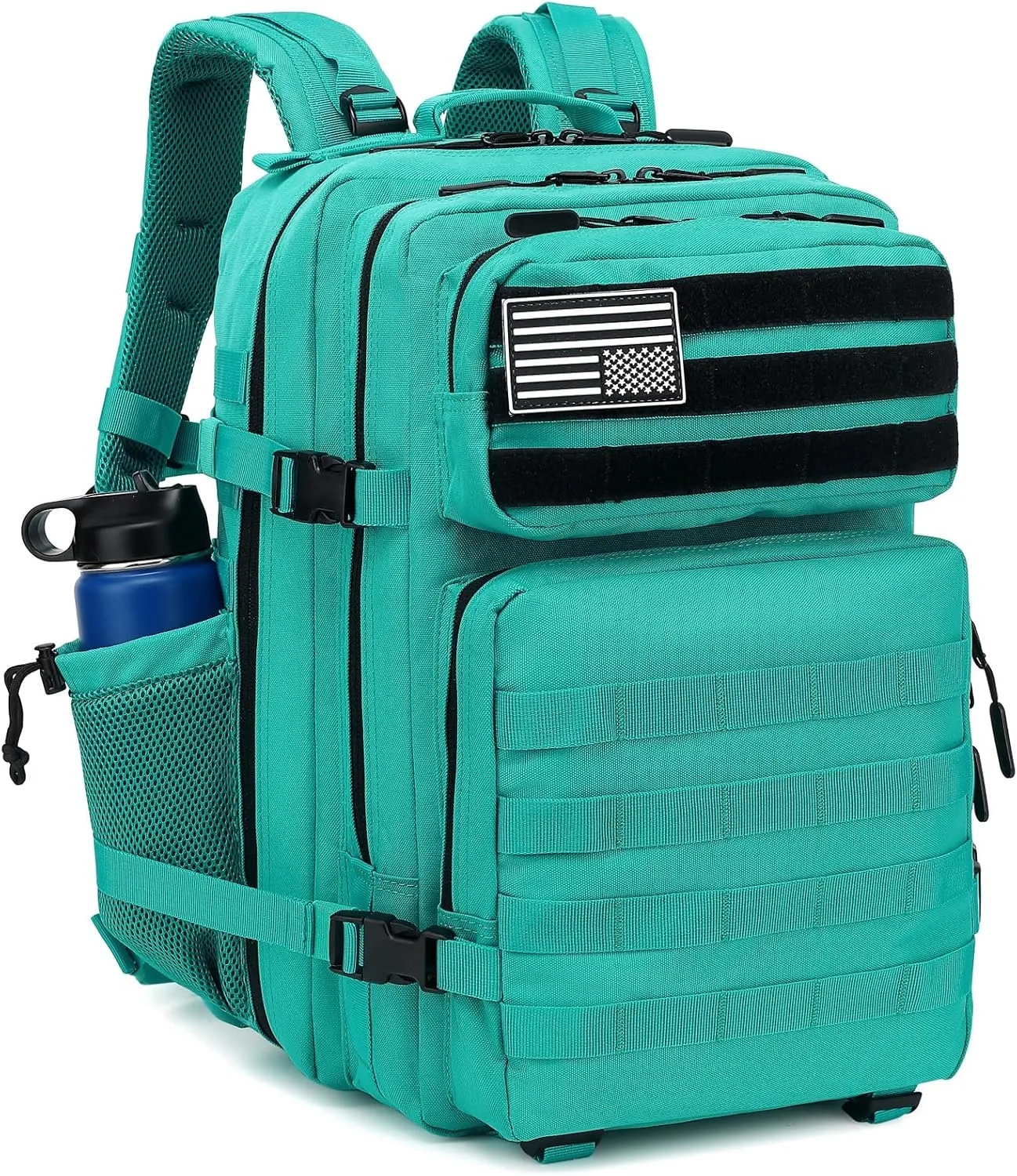 Military Tactical Backpack for Men Women, 3 Day Assault Pack Army Molle Bag Hiking Backpacks (Blue Green)