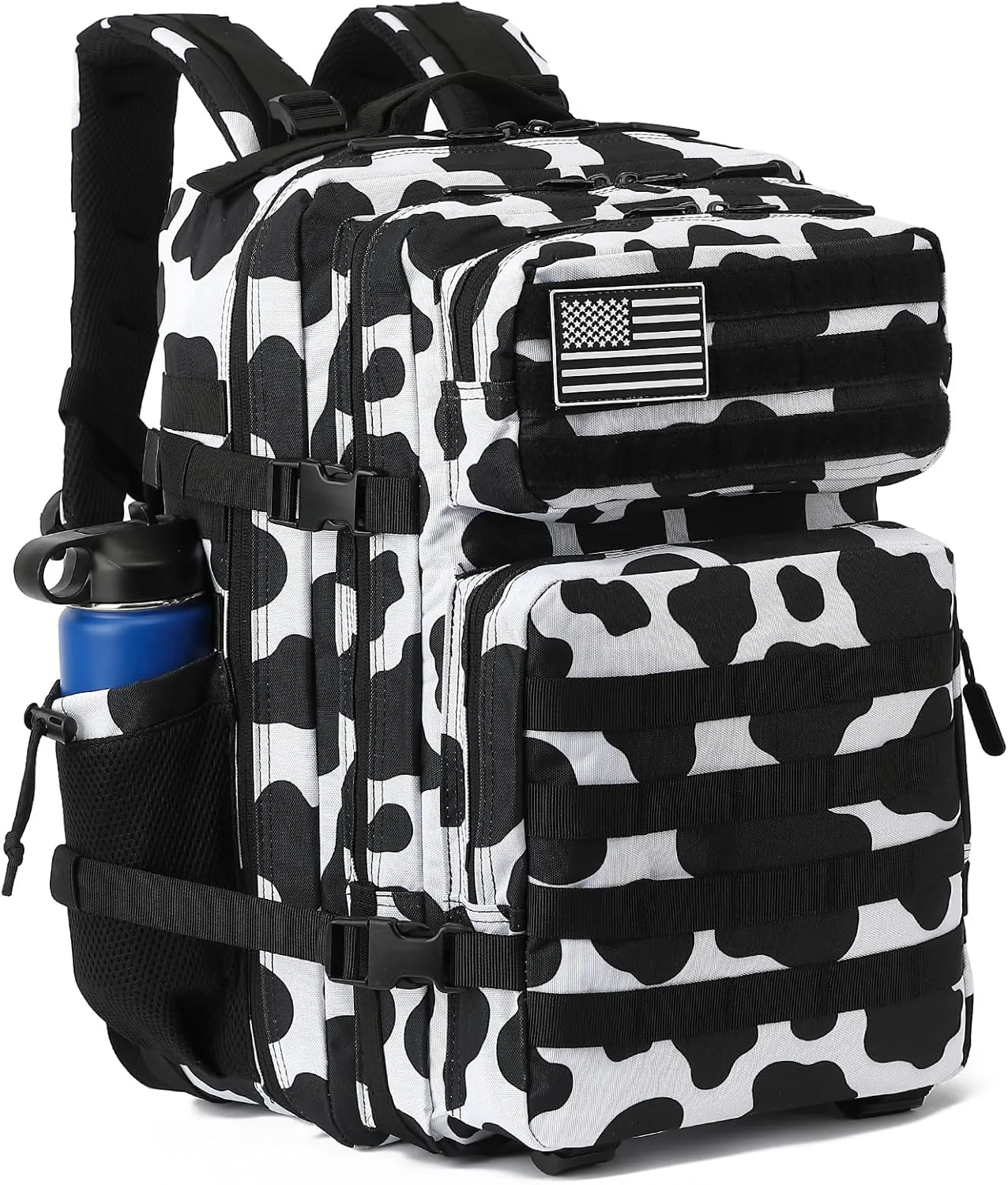 Military Tactical Backpack for Men Women, 3 Day Assault Pack Army Molle Bag Hiking Backpacks (Cow Print)
