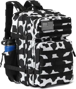 Military Tactical Backpack for Men Women, 3 Day Assault Pack Army Molle Bag Hiking Backpacks (Cow Print)