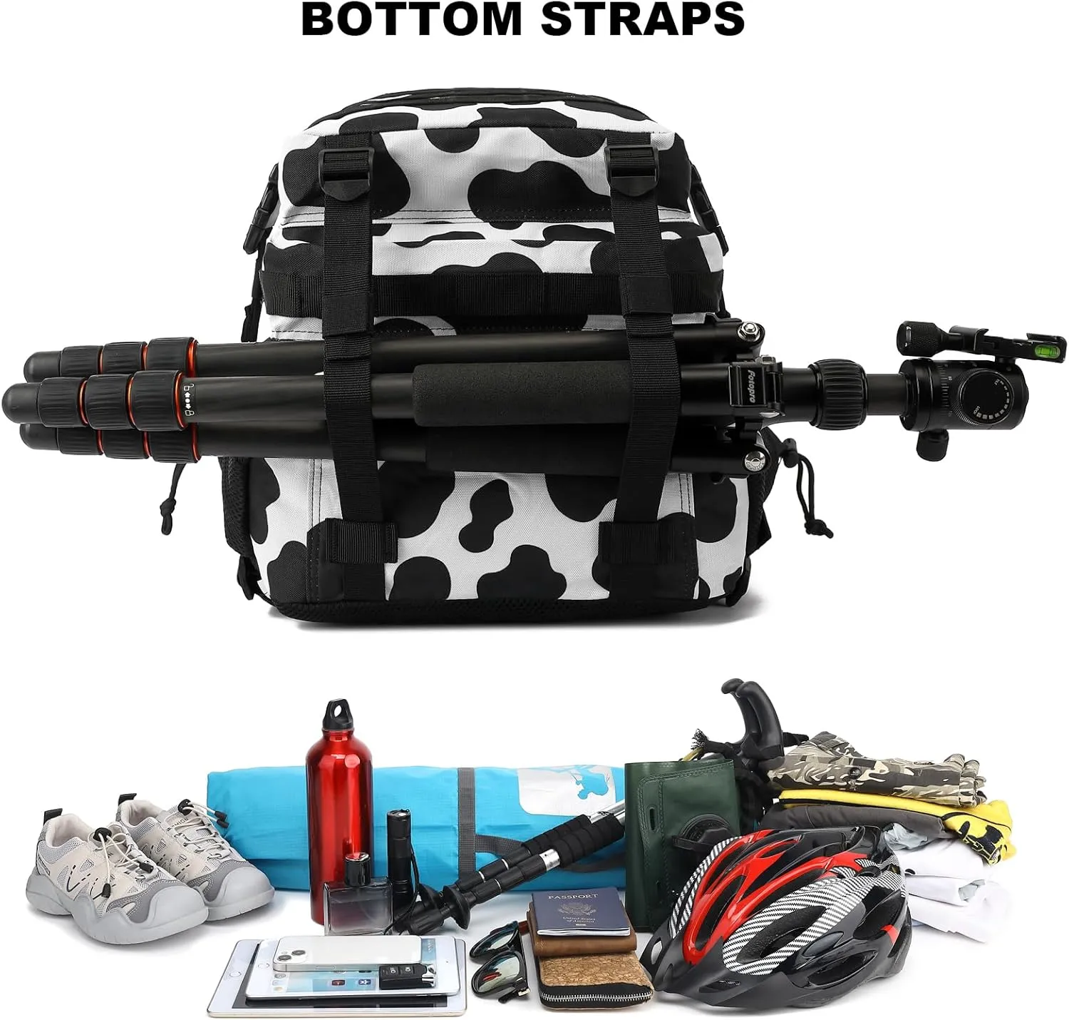 Military Tactical Backpack for Men Women, 3 Day Assault Pack Army Molle Bag Hiking Backpacks (Cow Print)
