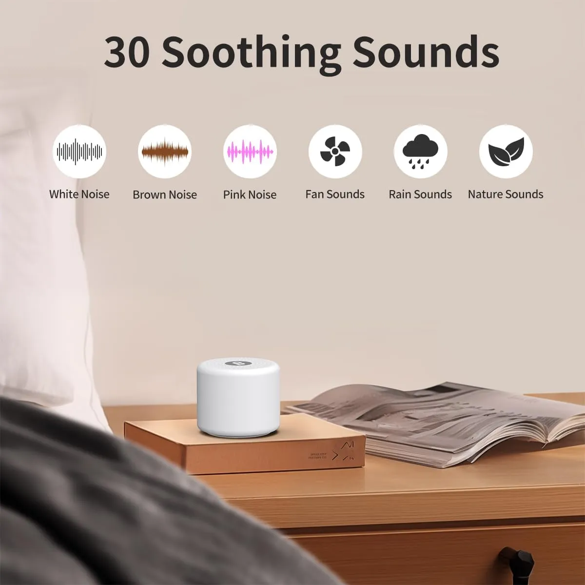 Mini Portable Sound White Noise Machine Baby Patter for Sleep with 30 Soothing Sounds for Baby Kids Adults 32 Volume Levels Sleep Soother Auto-Off Timer for Travel Home Office Privacy