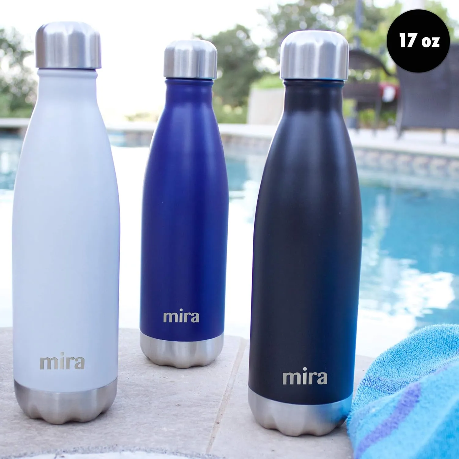 MIRA 17 oz Insulated Water Bottle - Stainless Steel Cola Shape Thermos - Double Wall Hot & Cold Flask (24Hr Cold/12Hr Hot) - Matte Black