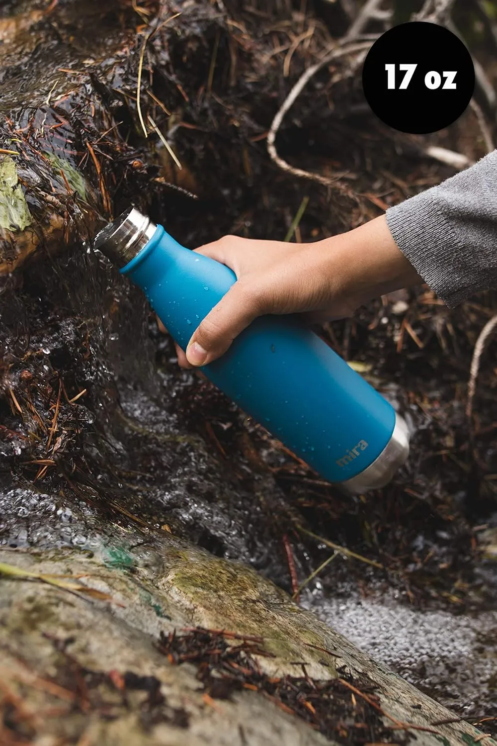 MIRA 17 oz Insulated Water Bottle - Stainless Steel Cola Shape Thermos - Double Wall Hot & Cold Flask (24Hr Cold/12Hr Hot) - Matte Black