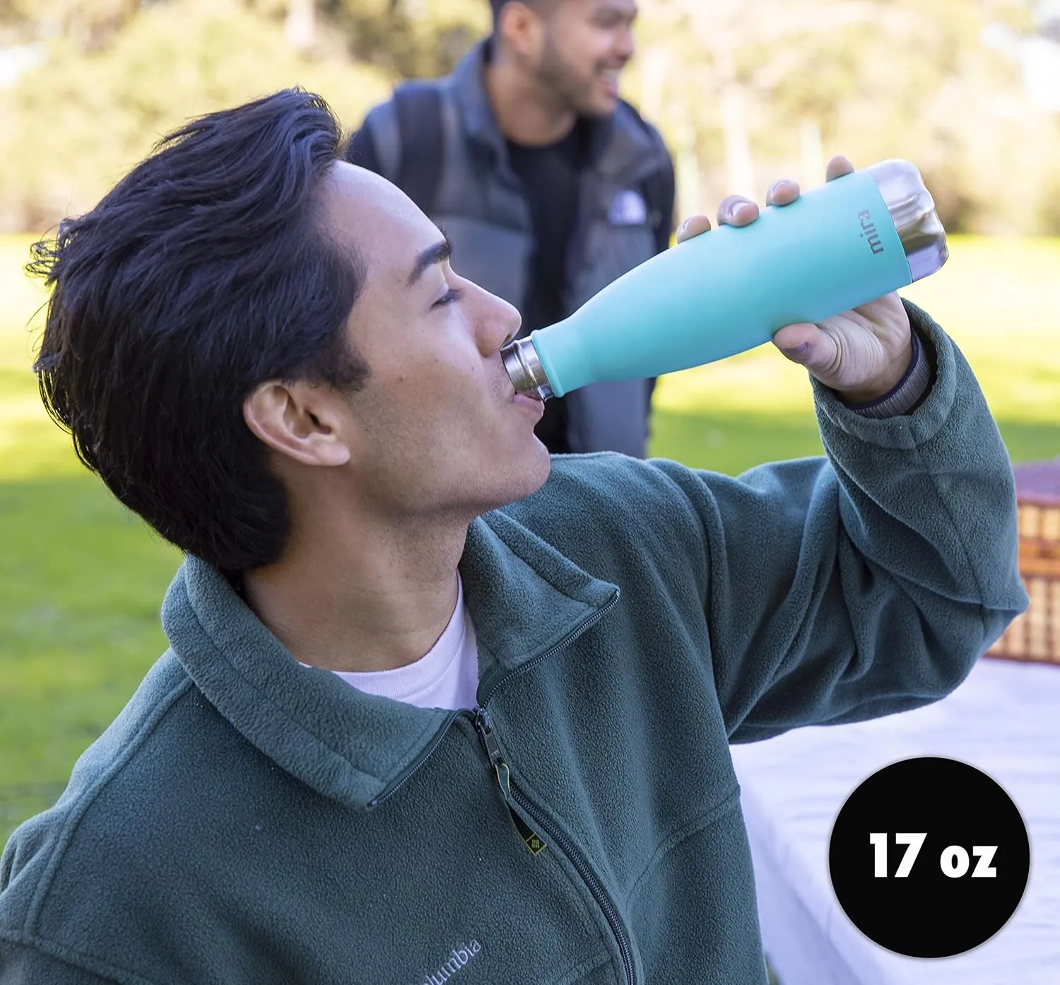 MIRA 17 oz Insulated Water Bottle - Stainless Steel Cola Shape Thermos - Double Wall Hot & Cold Flask (24Hr Cold/12Hr Hot) - Matte Black