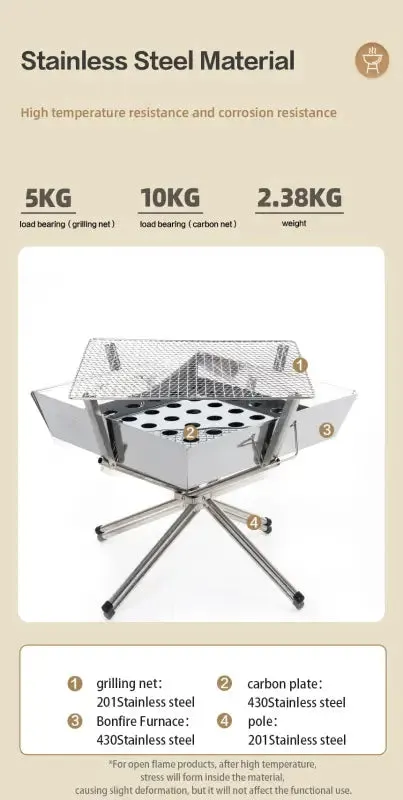 MOBI GARDEN Portable Bonfire Campfire Pit