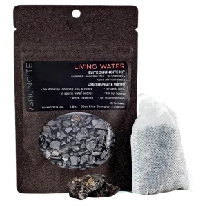 Modern ŌM Shungite Living Water Kit | Ready to Use Elite Shungite Stone Gravel Pouch Kit for Water Purification, Neutralizer, Contains Antioxidants (50g)