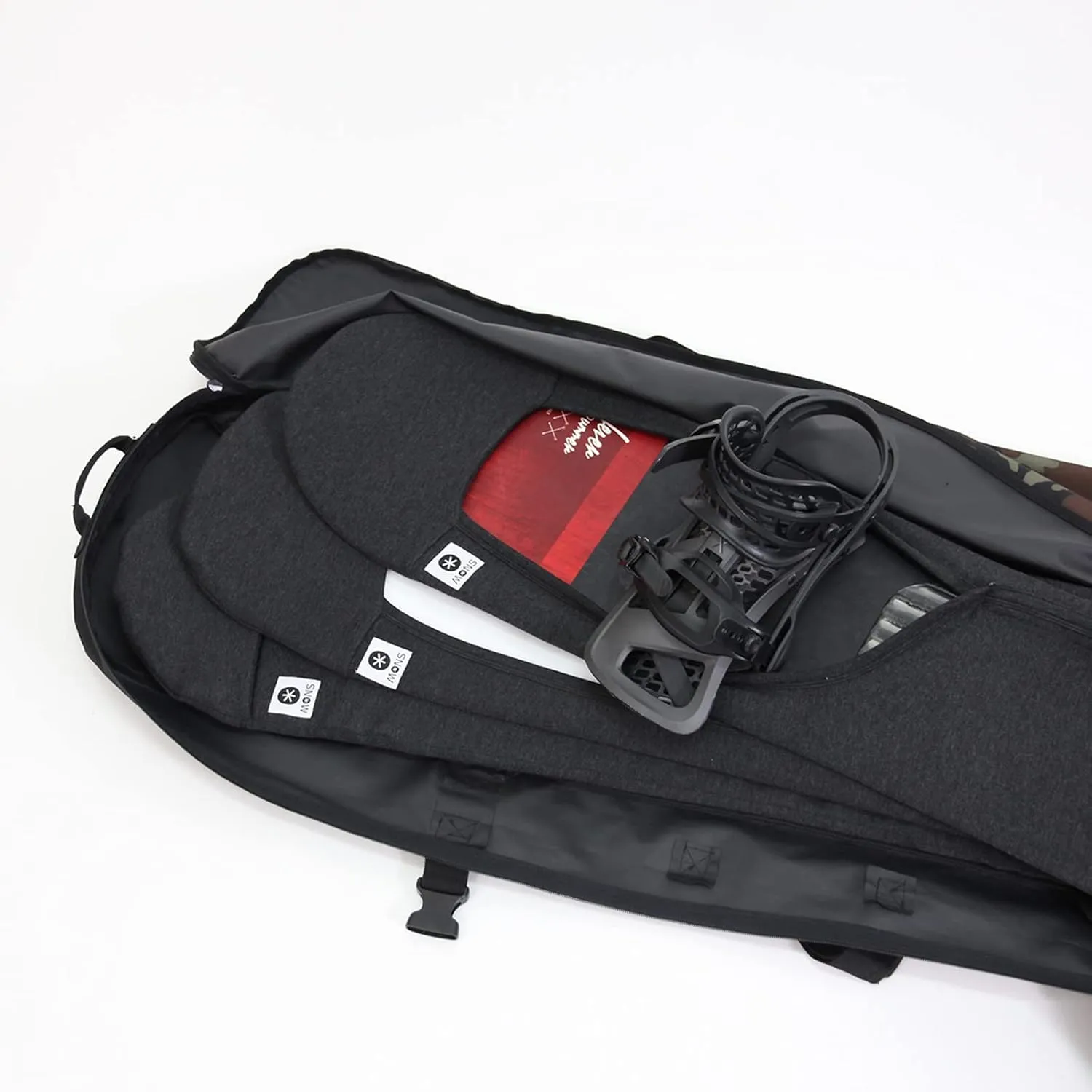 MONS Snowboard Protection Soft Cover Sleeve With Binding Open