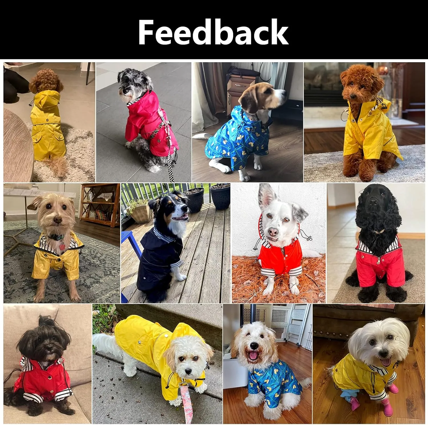 Morezi Dog Zip Up Raincoat with Reflective Buttons, Rain/Water Resistant, Adjustable Drawstring, Removable Hood, Raincoats with Legs 8lbs to 80lbs Available - Yellow - L