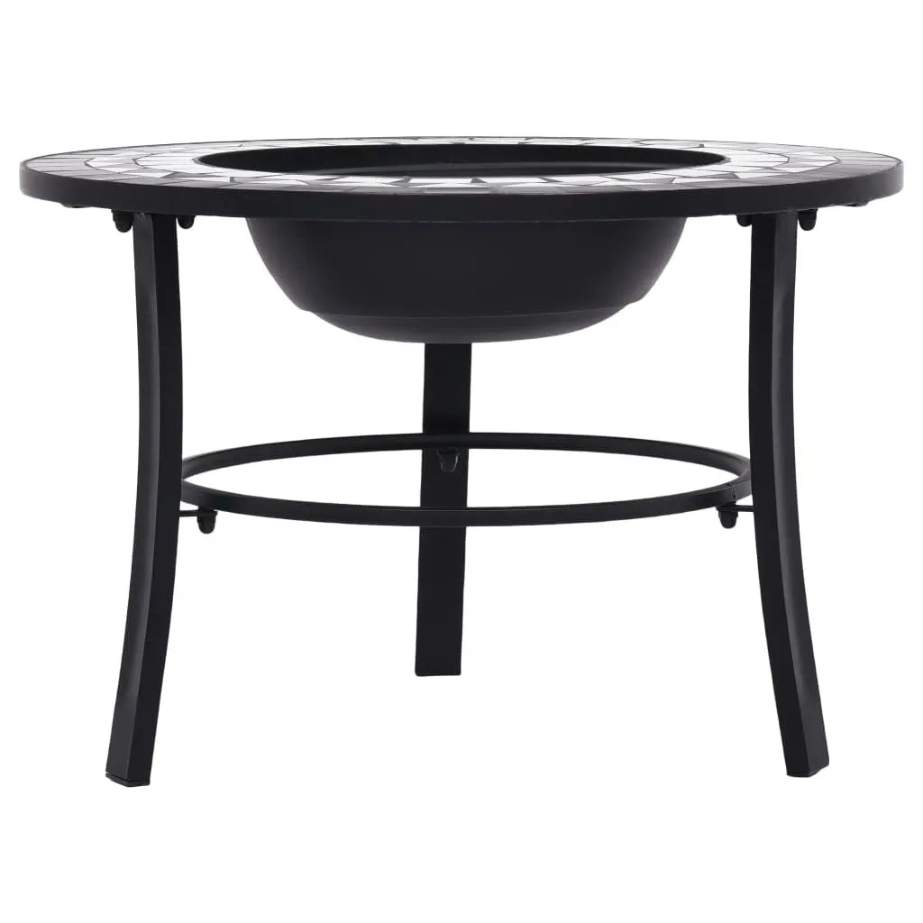 Mosaic Fire Pit Black and White 26.8" Ceramic