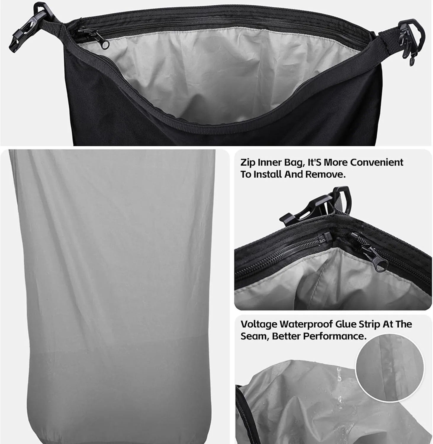 Motorcycle Luggage Bag Rhinowalk Waterproof Tail Bag,Motorcycle Rear Seat Bag,Motorbike backpack,Rhinowalk Side Bag,Black 20L
