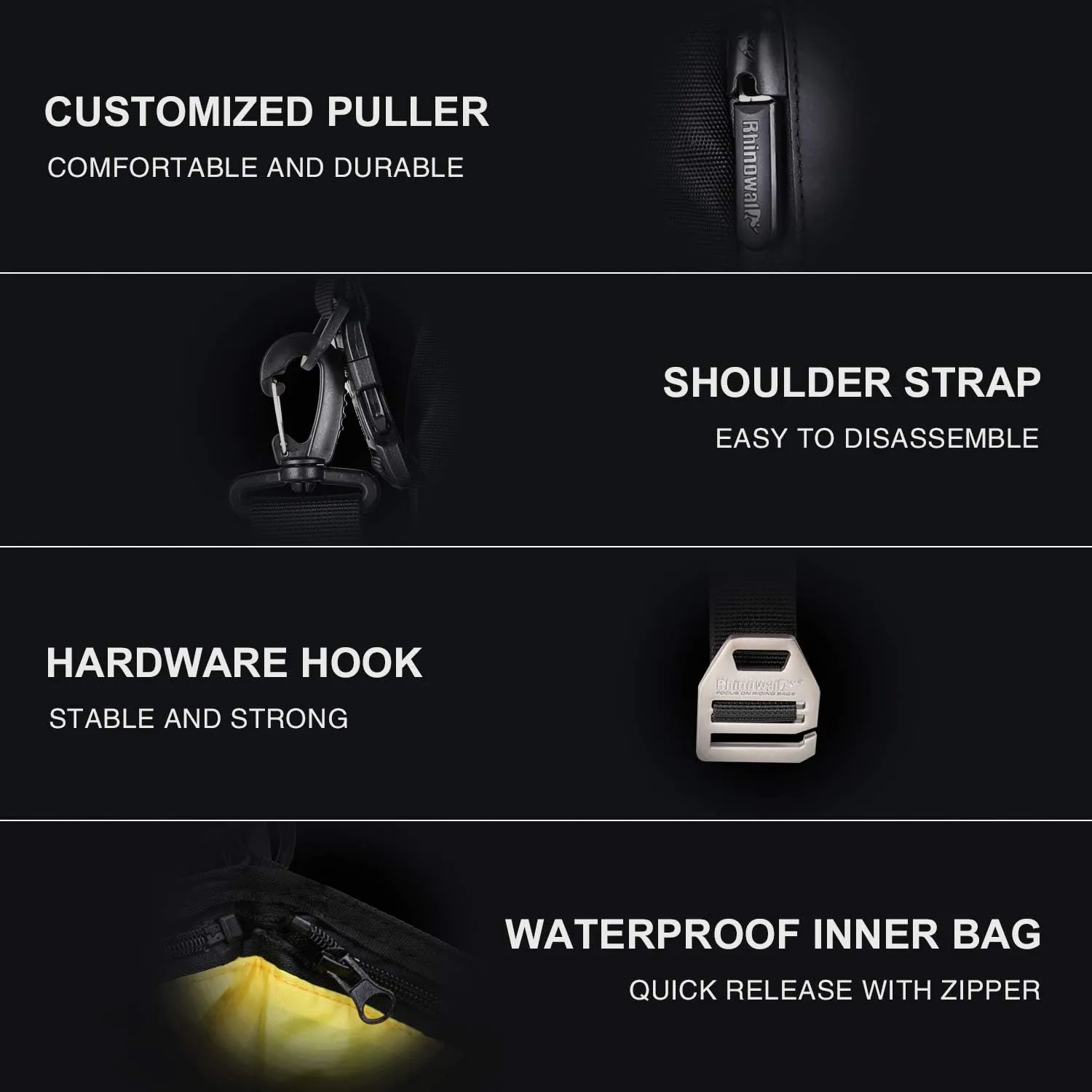 Motorcycle Luggage Bag Rhinowalk Waterproof Tail Bag,Motorcycle Rear Seat Bag,Motorbike backpack,Rhinowalk Side Bag,Black 20L