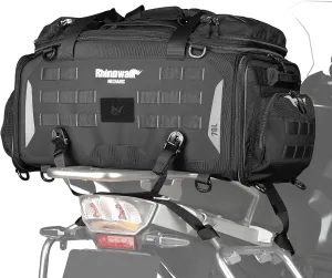 Motorcycle Tail Bag Expandable Rhinowalk Motorcycle Travel Luggage Bag 70L Waterproof All-Weather Trunk Rack Bag with Sissy Bar Straps Rain Cover,Black