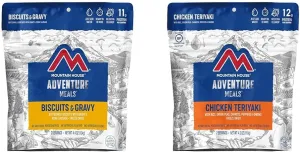 Mountain House Biscuits & Gravy | Freeze Dried Backpacking & Camping Food |2 Servings & Chicken Teriyaki with Rice | Freeze Dried Backpacking & Camping Food | 2 Servings