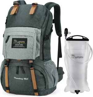 MOUNTAINTOP 40L Hiking Backpack with 3L Hydration Bladder for Women & Men Outdoor Travel Camping Day Pack with Rain Cover, 21.7 x 13 x 7.9 in,Dark Grey