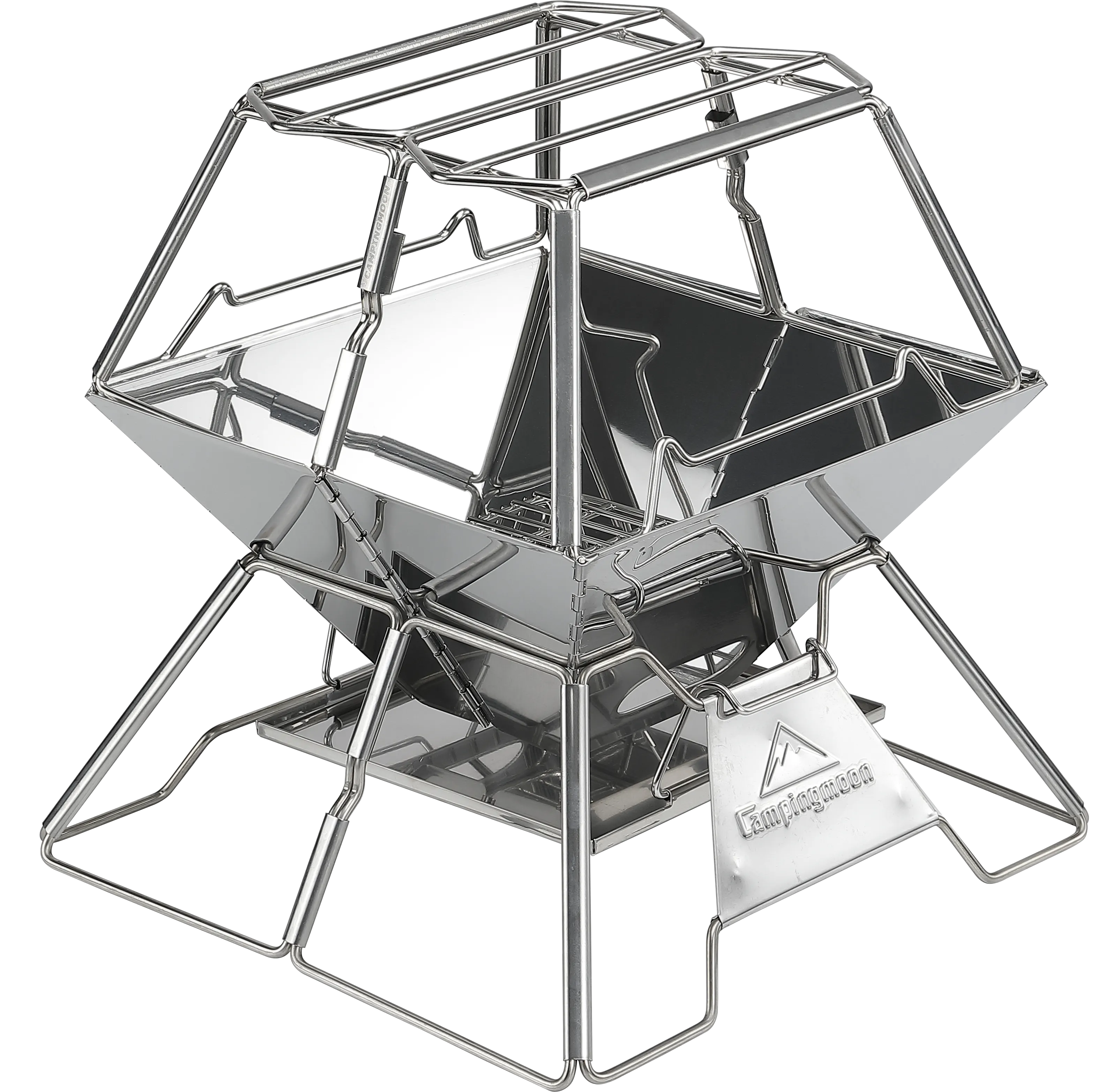 MT-2-ST Collapsible Stainless Steel Campfire Cooking Stand Trivet for Outdoor Camping