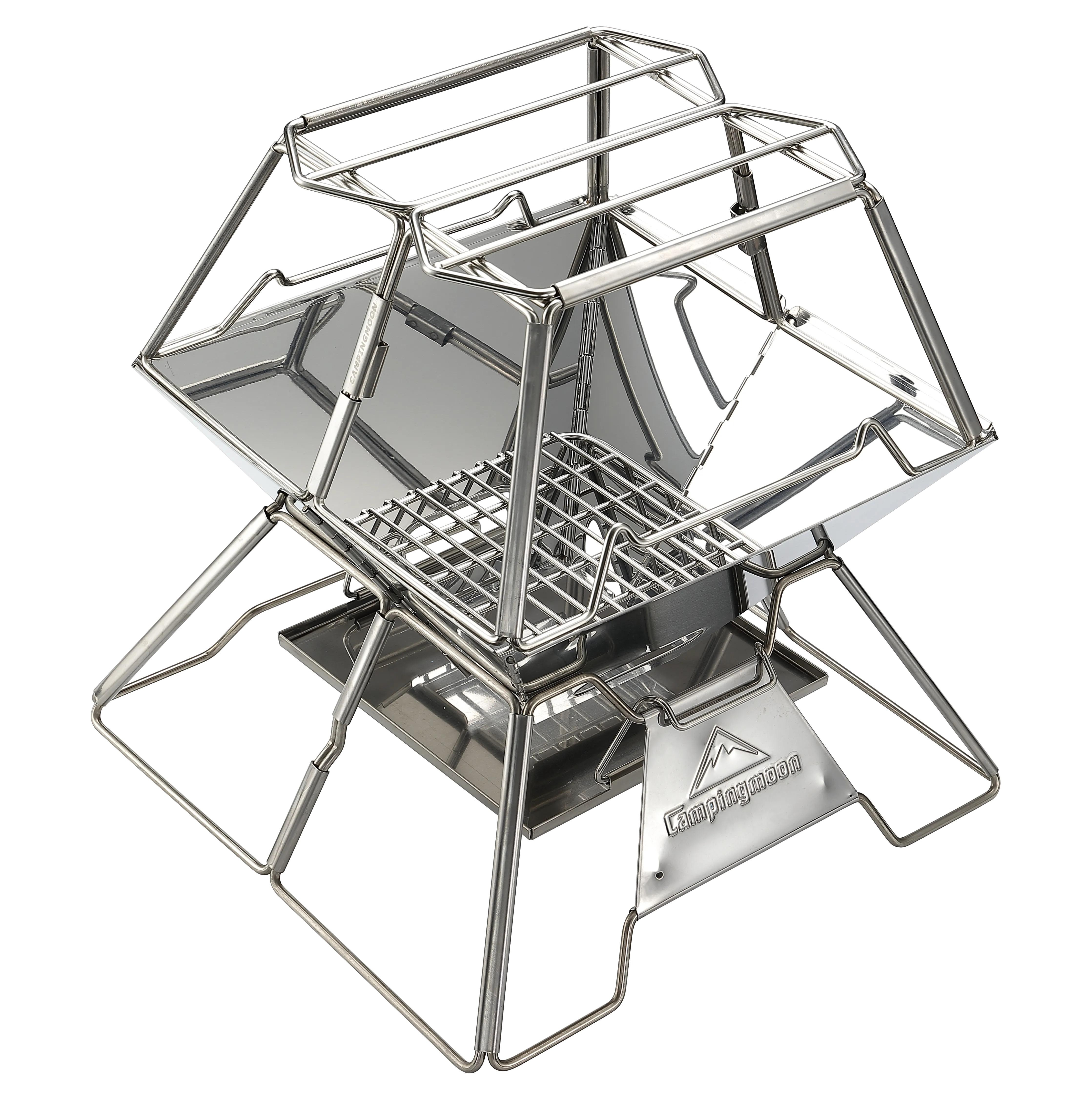 MT-2-ST Collapsible Stainless Steel Campfire Cooking Stand Trivet for Outdoor Camping
