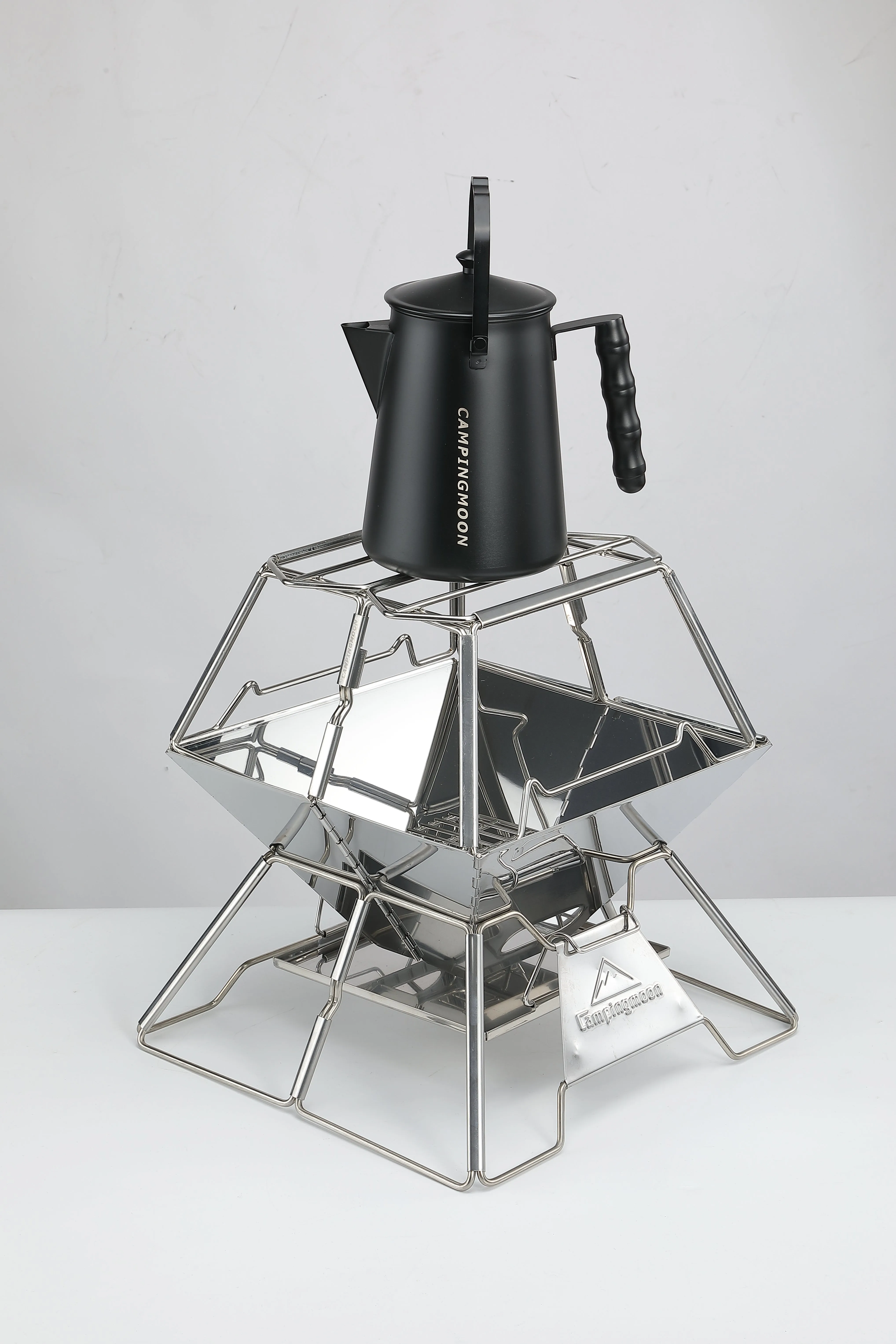 MT-2-ST Collapsible Stainless Steel Campfire Cooking Stand Trivet for Outdoor Camping