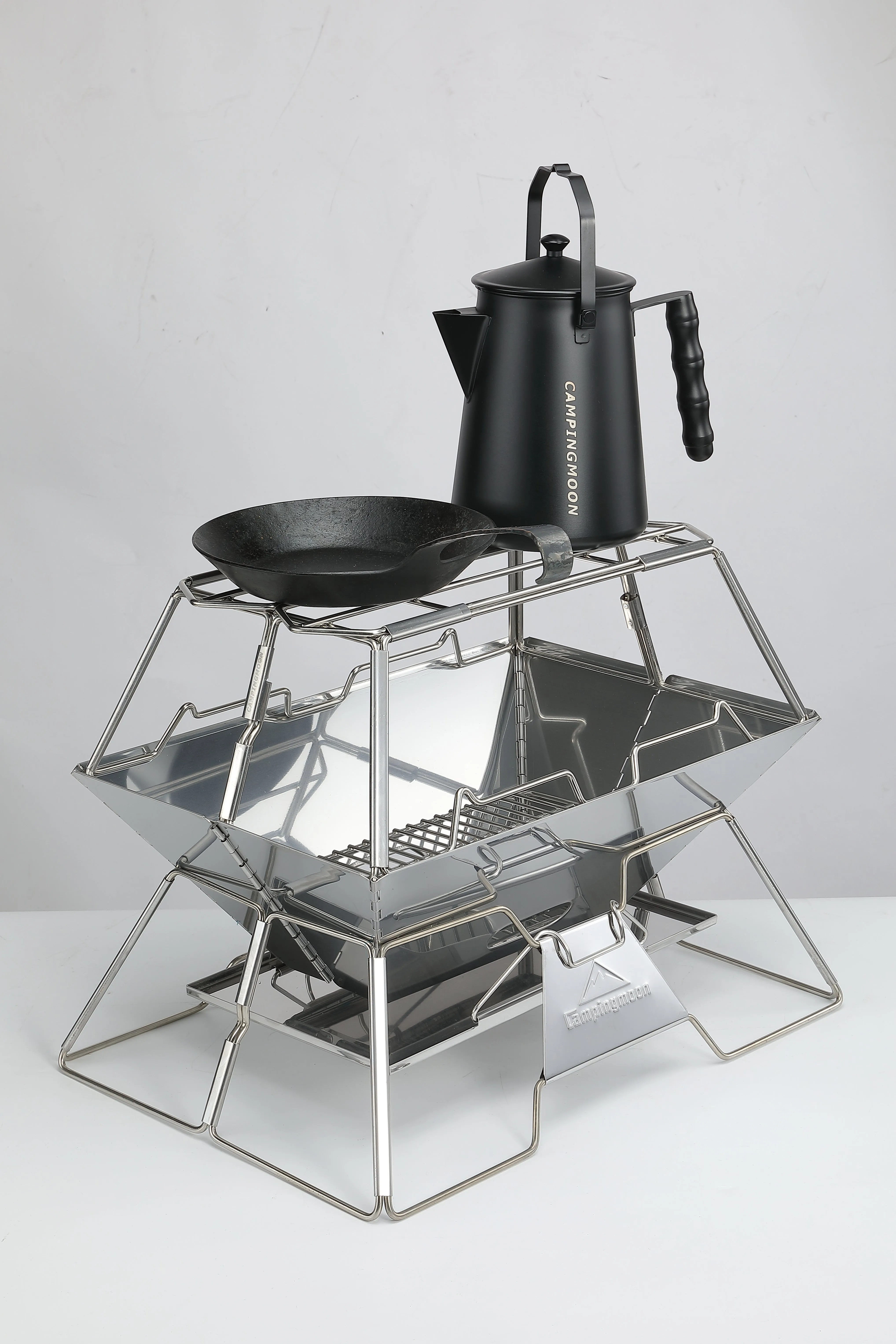 MT-3-ST Collapsible Stainless Steel Cooking Stand Trivet for Campfire Outdoor