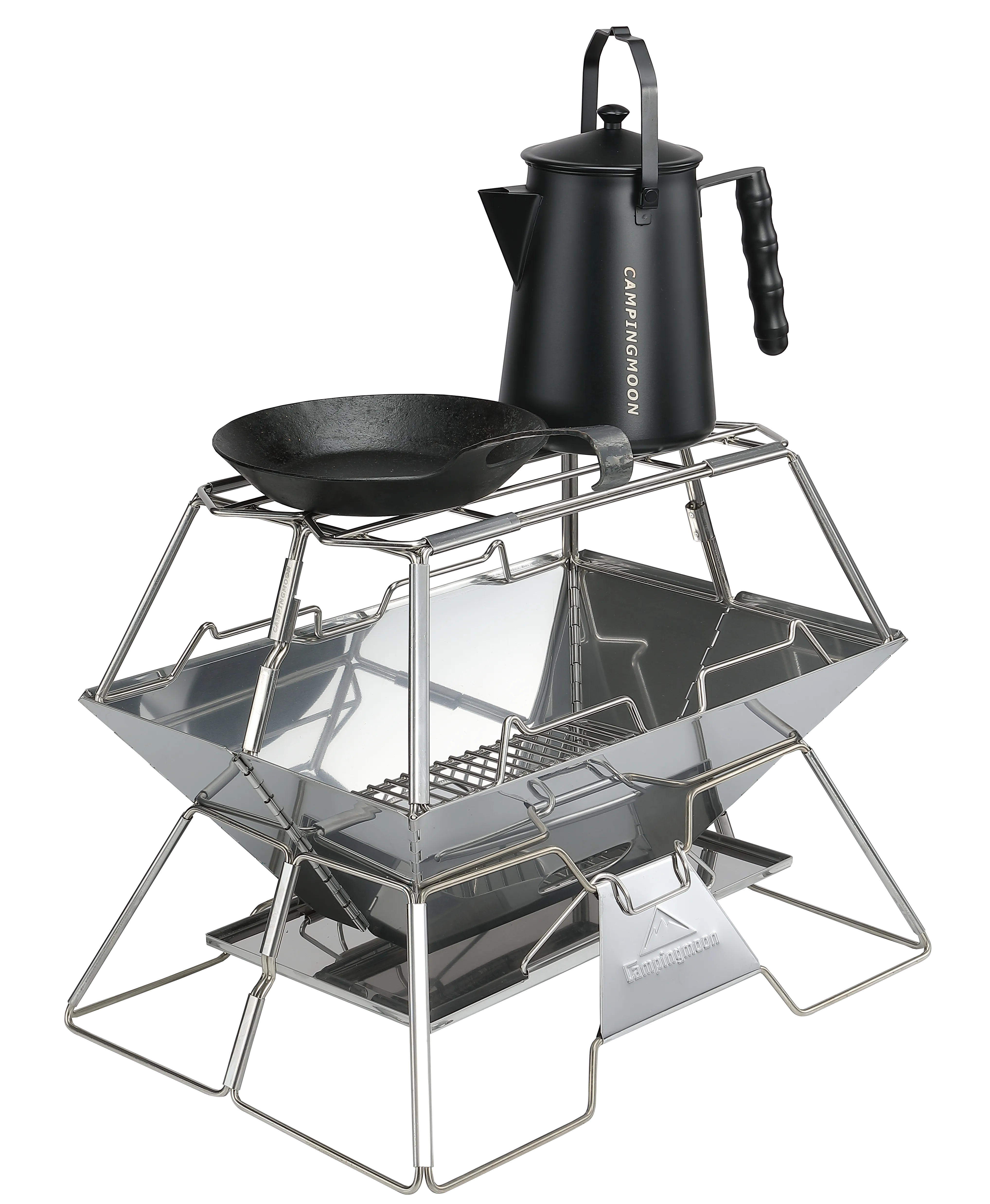 MT-3-ST Collapsible Stainless Steel Cooking Stand Trivet for Campfire Outdoor