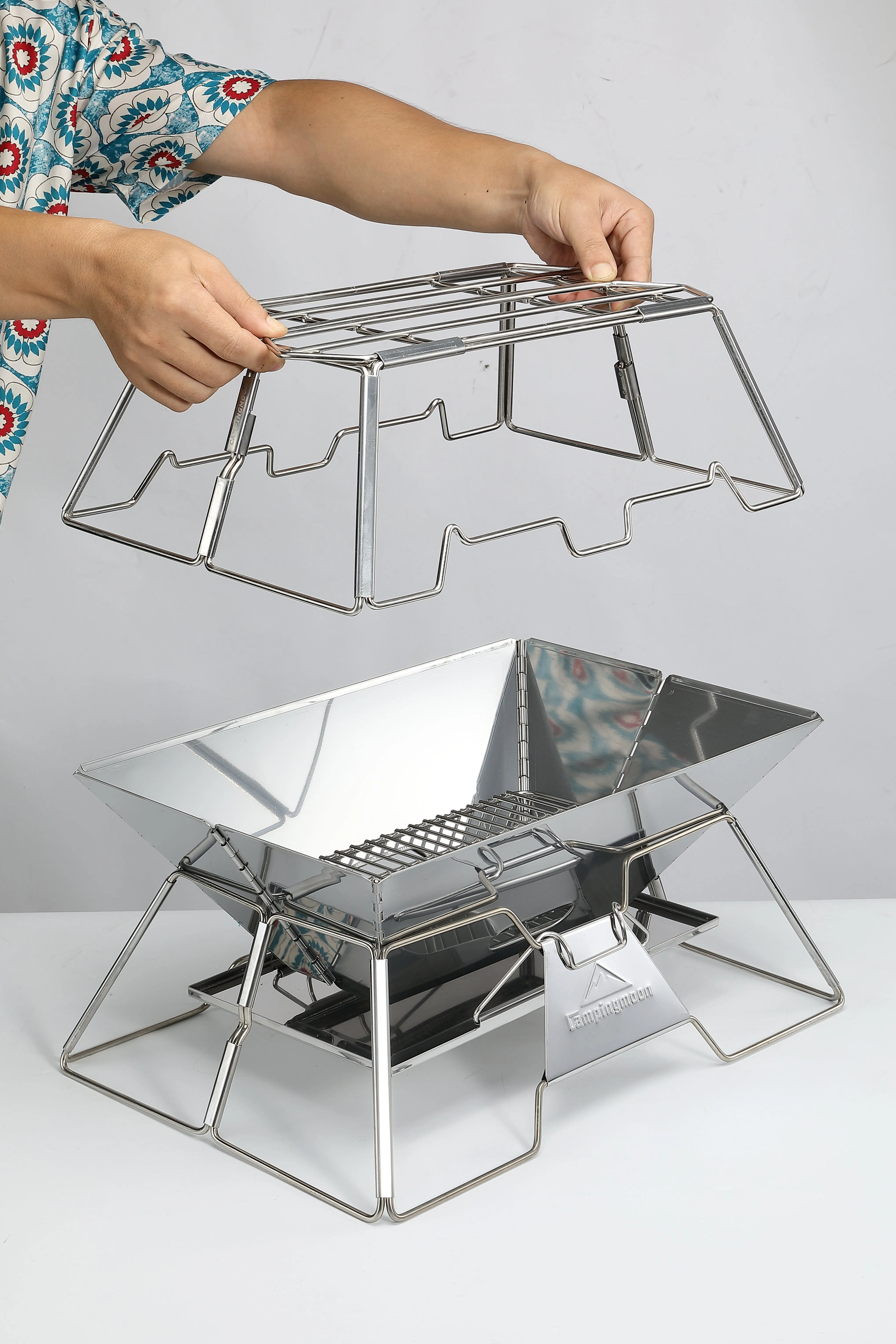 MT-3-ST Collapsible Stainless Steel Cooking Stand Trivet for Campfire Outdoor