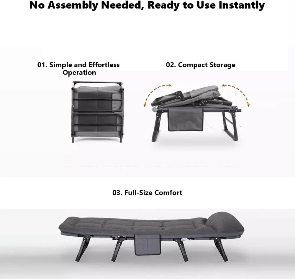 Multi-Functional Heavy Duty Camping Cot - 450lbs Capacity with Built-in Cushion and Pillow, Portable for Indoor and Outdoor Use (180CM)