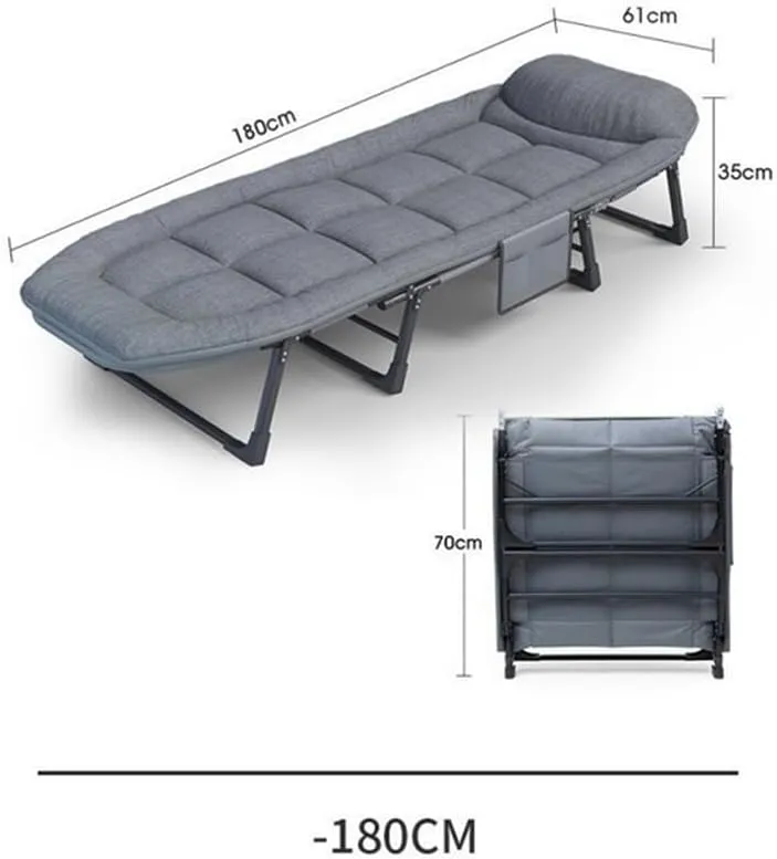 Multi-Functional Heavy Duty Camping Cot - 450lbs Capacity with Built-in Cushion and Pillow, Portable for Indoor and Outdoor Use (180CM)