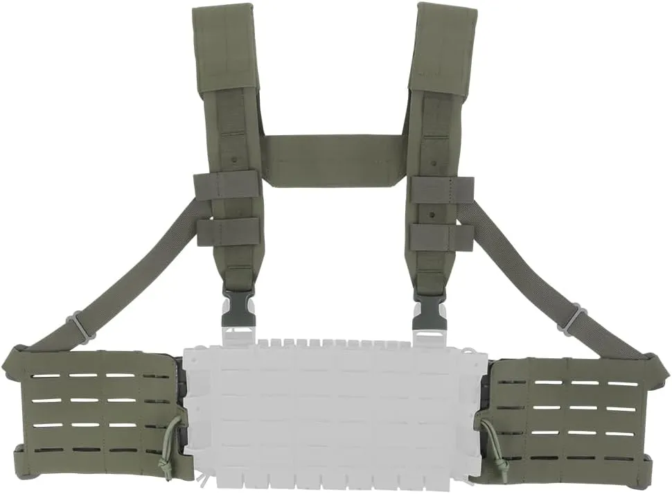 Multi-Mission Laser-Cut Shoulder Strap H-Harness Chest rig Kit with Side PALS Panels for Mag Placard