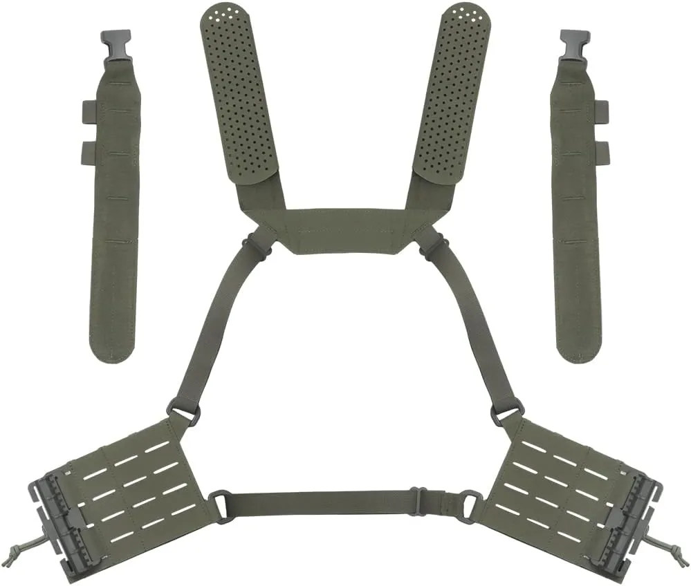 Multi-Mission Laser-Cut Shoulder Strap H-Harness Chest rig Kit with Side PALS Panels for Mag Placard
