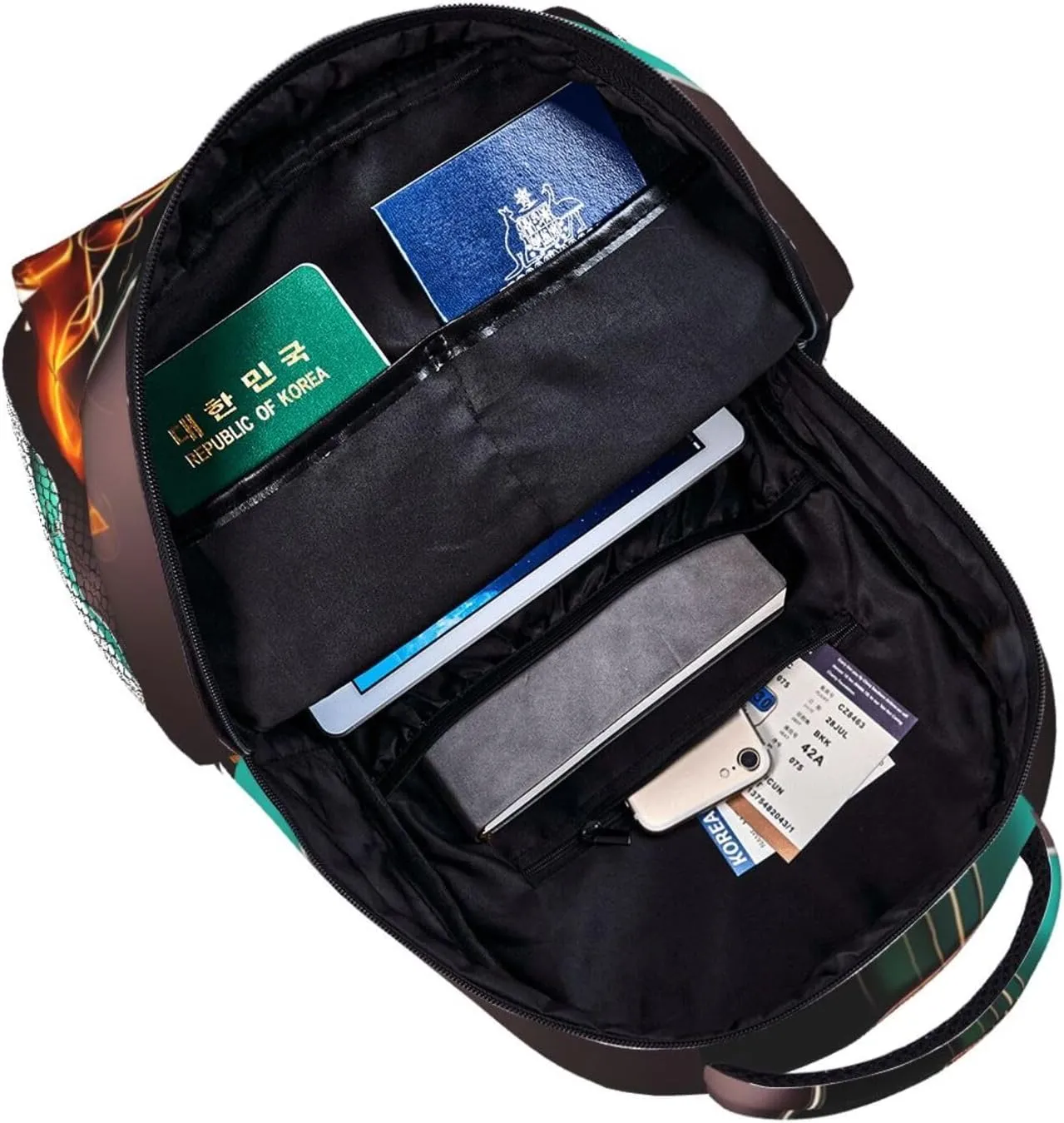 Music Green Guitar Print Laptop Backpack Stylish Bookbag College Daypack Travel Business Work Bag For Men Women