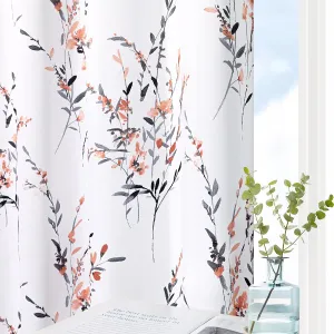 MYSKY HOME Floral Curtains 84 Inch Length for Living Room Bedroom Thermal Insulated Light Filtering Leaf Pattern Printing Soft Curtains for Home Decoration, Set of 2 Panels, Coral